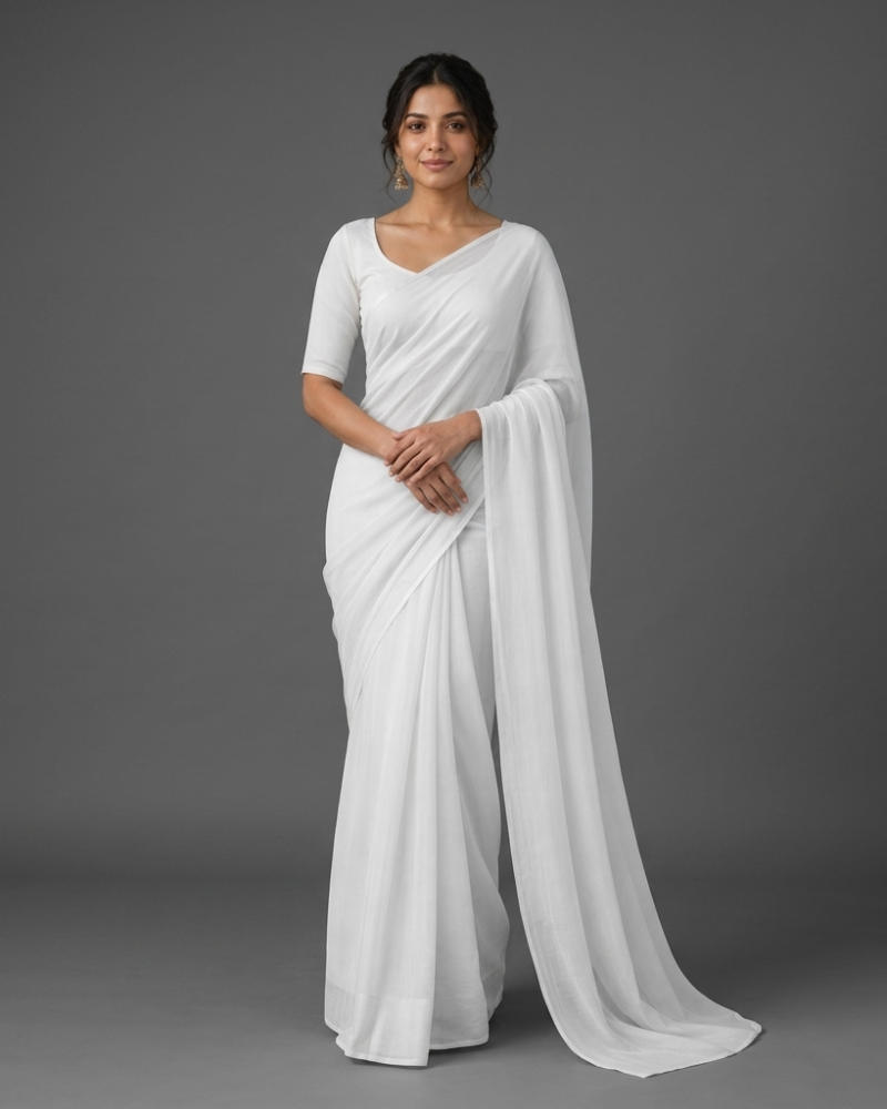 Plain Georgette Saree with Blouse Piece