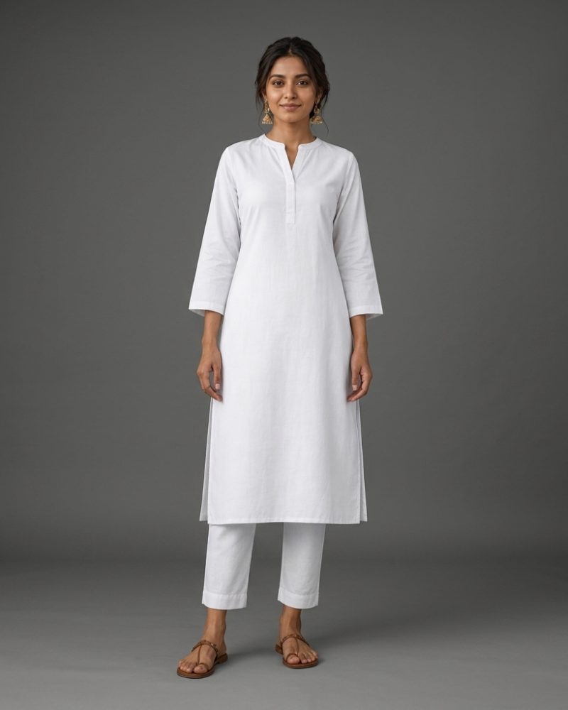 Short Straight Cotton Kurti with Pockets